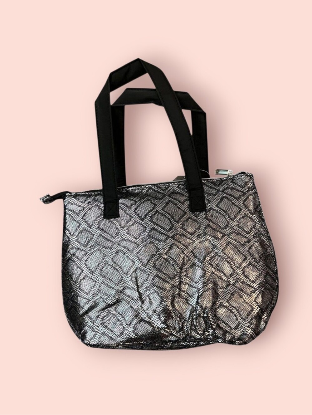 dELiA*s Black Metallic Snake-Print Tote - Picture 3 of 6
